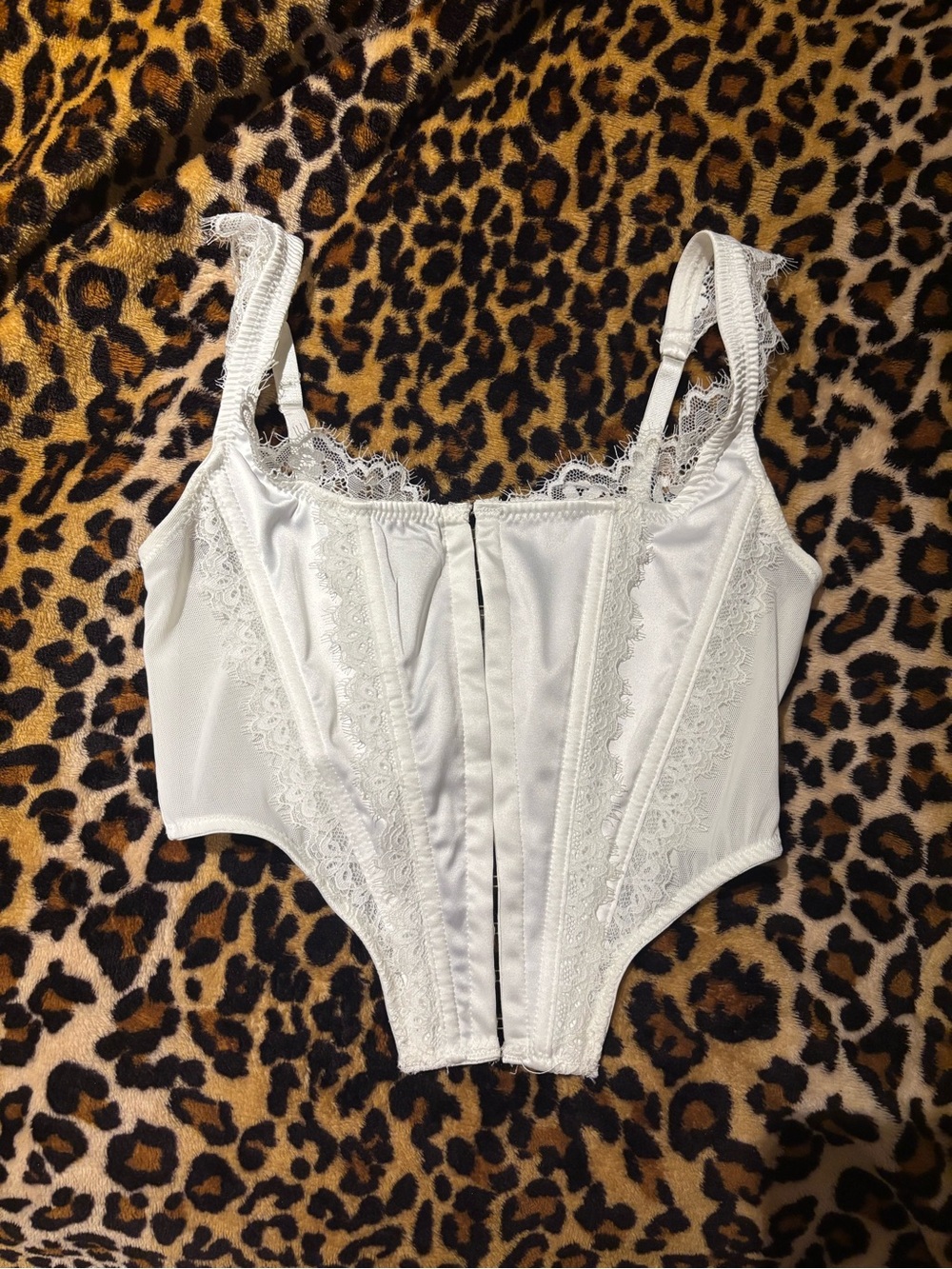 Fashion Nova White Lace Trim Corset Bustier Top